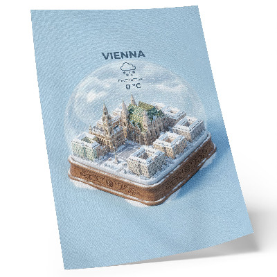 Affisch Ett miniatyrpanorama av Wien i en glaskula