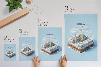 Affisch Ett miniatyrpanorama av Wien i en glaskula