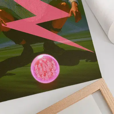 Poster med neonfärger och en överraskande figur