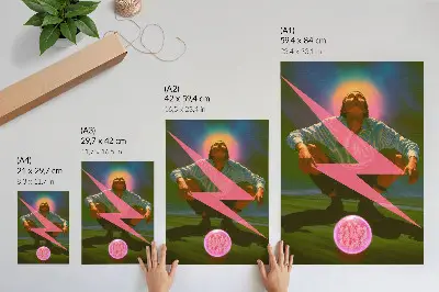 Poster med neonfärger och en överraskande figur