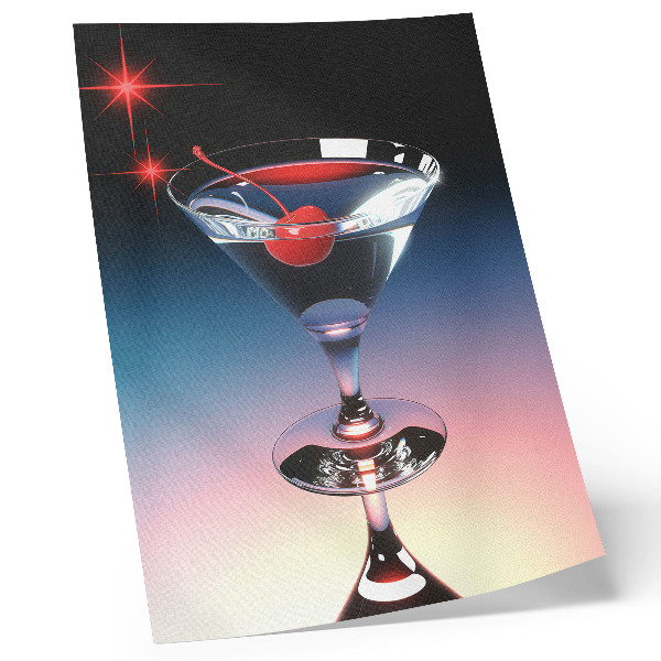 Hållbar väggposter Elegant cocktailglas med röda körsbär