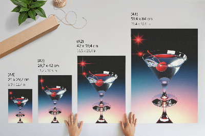 Hållbar väggposter Elegant cocktailglas med röda körsbär