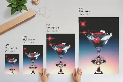 Väggposter med motiv av cocktailglas elegant motiv med röda körsbär