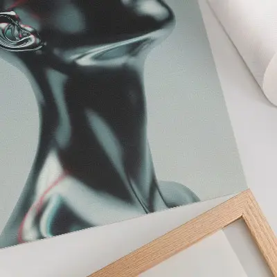 Dekorativ väggaffisch med motiv av en futuristisk skulptur i rött och grått