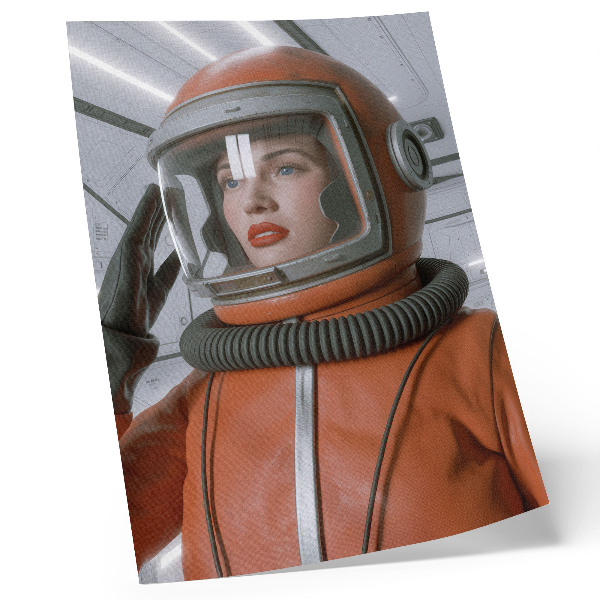 Hållbar väggposter Rymdfigur i rymddräkt orange modernitet