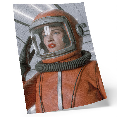 Hållbar väggposter Rymdfigur i rymddräkt orange modernitet