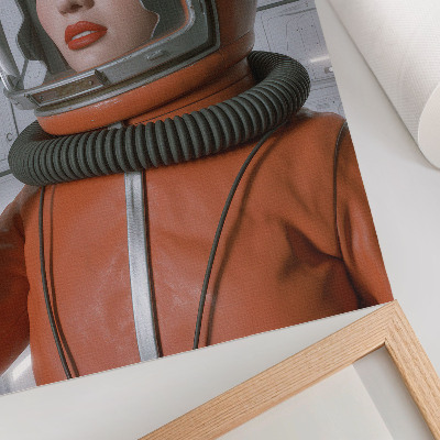 Hållbar väggposter Rymdfigur i rymddräkt orange modernitet
