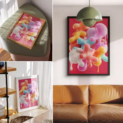 Poster med färgglada abstrakta former i modern stil