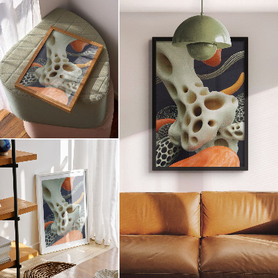 Hållbar väggposter Abstrakta former krämfärgad orange marinblå