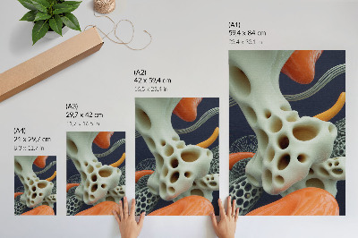 Hållbar väggposter Abstrakta former krämfärgad orange marinblå