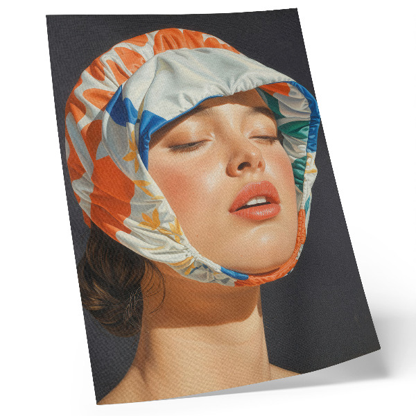 Poster Realistisk huvudbonad i kontrastfärg och modernitet