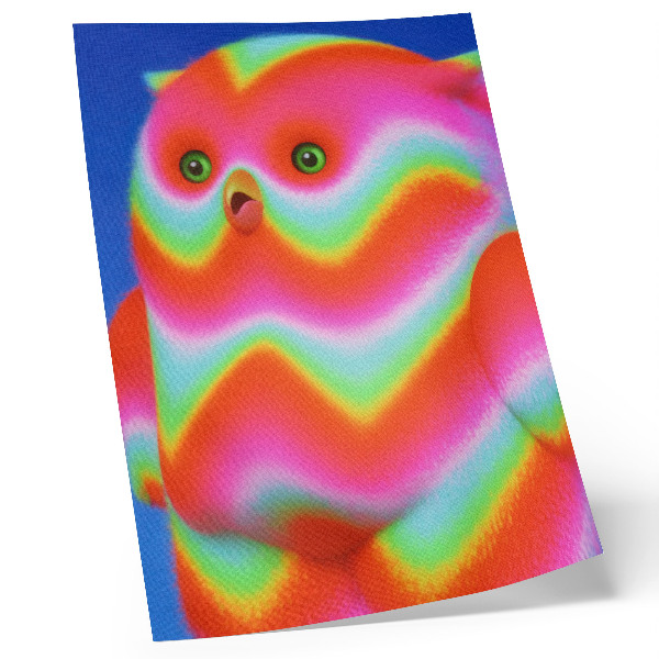 Poster En karaktär med intensiva färger och ett glatt mönster