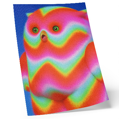 Poster En karaktär med intensiva färger och ett glatt mönster