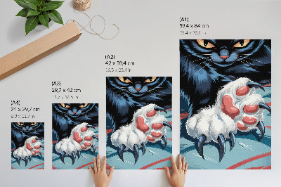 Hållbar väggposter Katt med klor, livfulla färger, intensiv dynamik