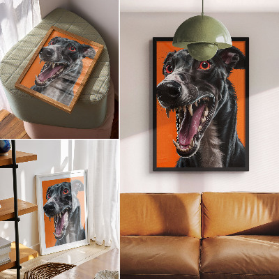 Poster Svart päls orange bakgrund uttrycksfulla detaljer