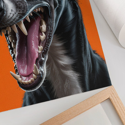 Poster Svart päls orange bakgrund uttrycksfulla detaljer