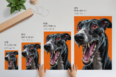 Poster Svart päls orange bakgrund uttrycksfulla detaljer