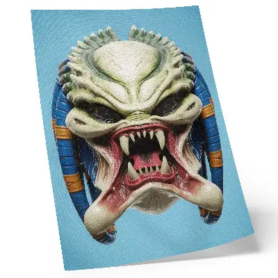 Väggposter Monstermask en slående illustration i grönt och blått