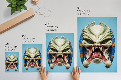 Hållbar väggposter En slående monstermask i grönt och blått.