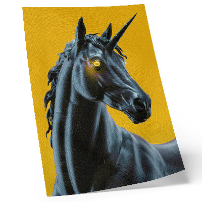 Poster En enhörning på gul bakgrund, magisk och mystisk
