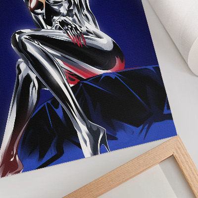 Poster Futuristisk figur, glänsande element, intensiva färger