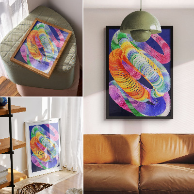 Hållbar väggposter Färgglada spiraler i abstrakt stil