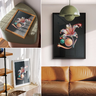 Dekorativ väggaffisch Ett modernt blommotiv fullt av färger