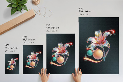 Dekorativ väggaffisch Ett modernt blommotiv fullt av färger
