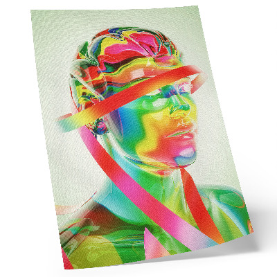 Affisch Färgglada vågor på en futuristisk figur