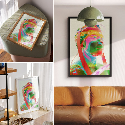 Hållbar väggposter Färgglatt futuristiskt karaktärsporträtt
