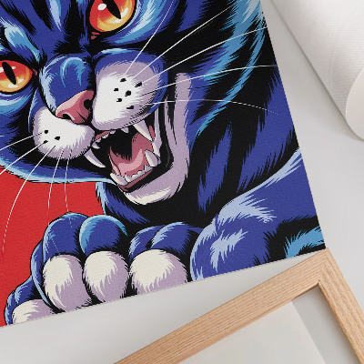 Hållbar väggposter Energisk blå katt med orange accenter