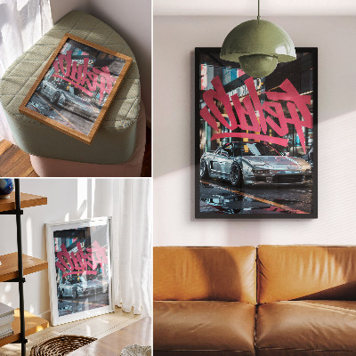 Dekorativ väggaffisch Sportbilsgraffiti modern stadslivsvibe