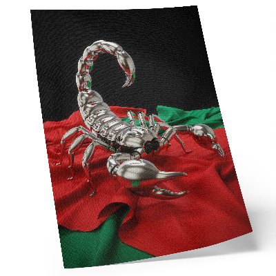 Poster Metallisk skorpion på färgglatt tyg