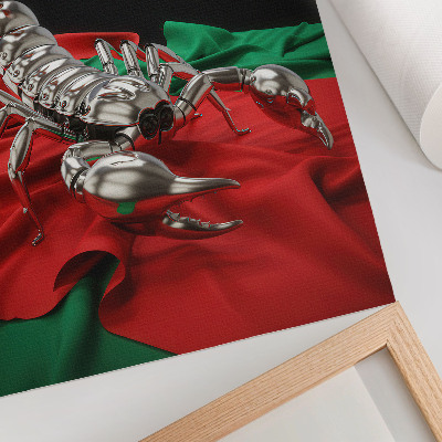 Poster Metallisk skorpion på färgglatt tyg