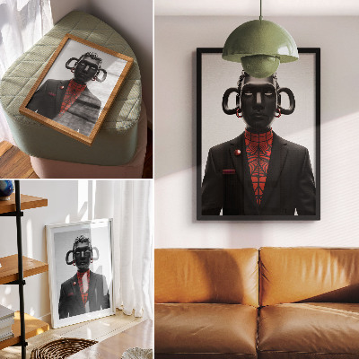 Dekorativ väggaffisch Futuristisk design med svart och rött motiv