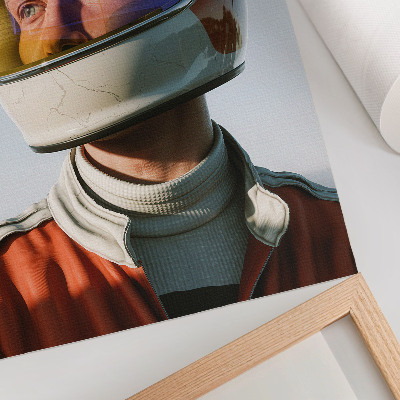 Poster En figur i en rymdhjälm, futuristisk atmosfär
