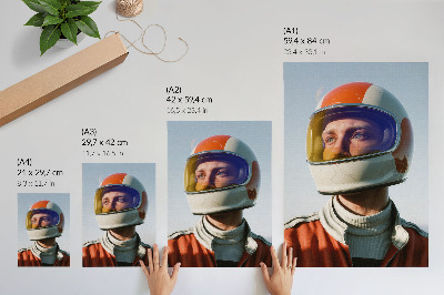 Poster En figur i en rymdhjälm, futuristisk atmosfär