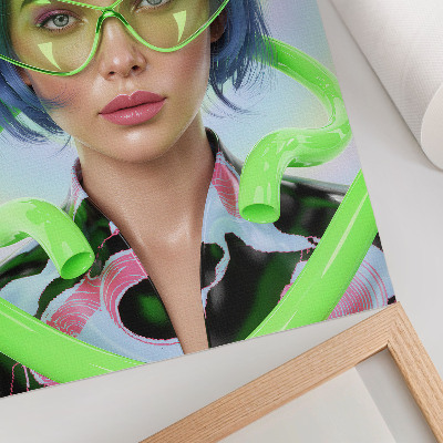 Affisch Ett futuristiskt porträtt av en kvinna med färgens energi