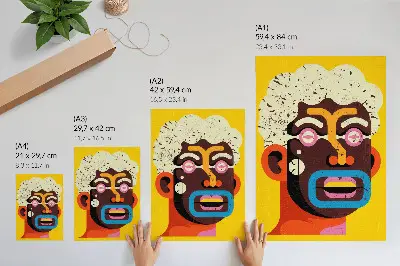 Hållbar väggposter färgstarkt porträtt med abstrakta former och intensiva färger
