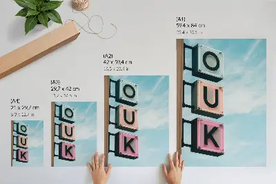 Väggposter i hållbart material neonbokstäver i moderna pastellfarger