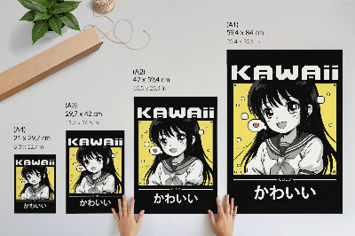 Dekorativ väggaffisch Manga-stil svarta linjer gula accenter