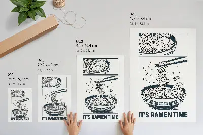 Affisch serietidningsinspirerad ramen-skål med ätpinnar som absorberar smak