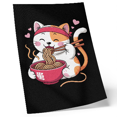 Hållbar väggposter Bedårande rosa kattunge som äter pasta