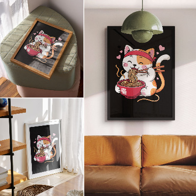 Hållbar väggposter Bedårande rosa kattunge som äter pasta