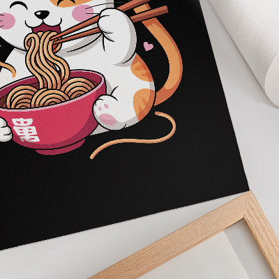 Hållbar väggposter Bedårande rosa kattunge som äter pasta