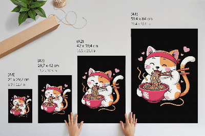 Hållbar väggposter Bedårande rosa kattunge som äter pasta