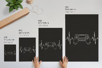 Affisch Minimalistiskt speltema svartvitt hjärta