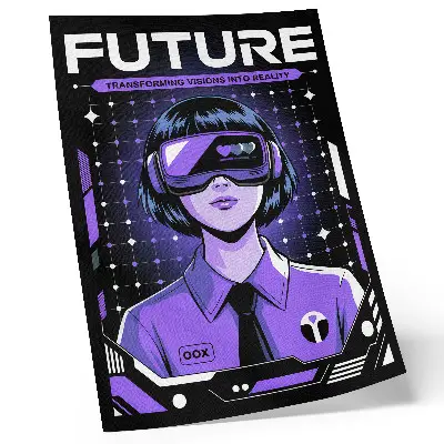 Dekorativ väggaffisch med futuristiskt lila teknologitema