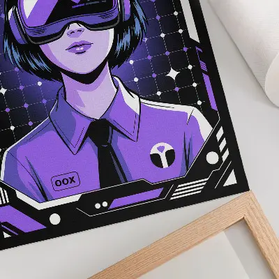 Dekorativ väggaffisch med futuristiskt lila teknologitema