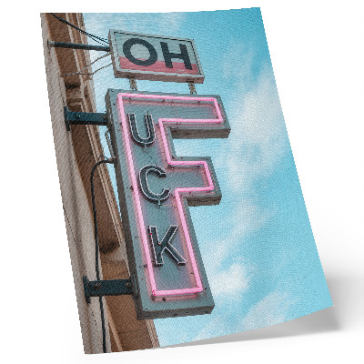 Hållbar väggposter Neon retroskylt blå himmel intensiva färger